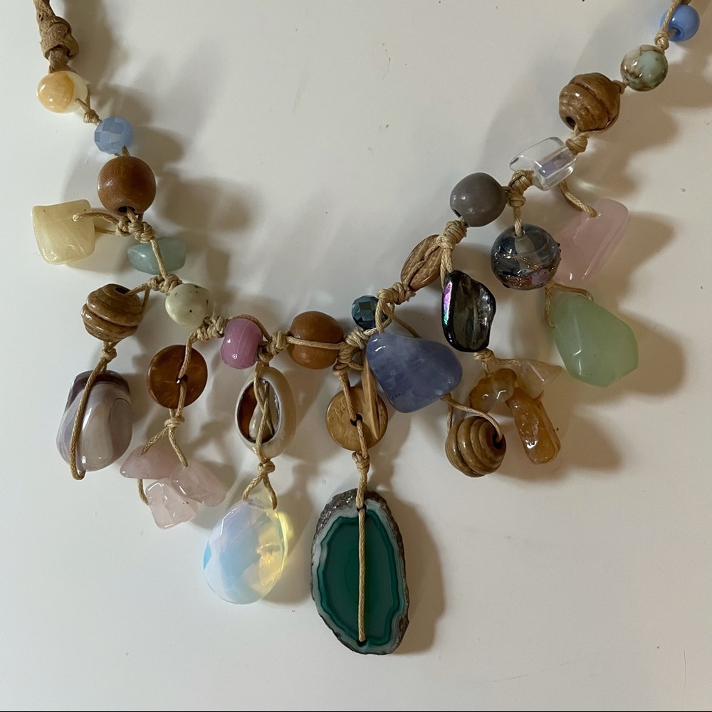 Stone and rope necklace